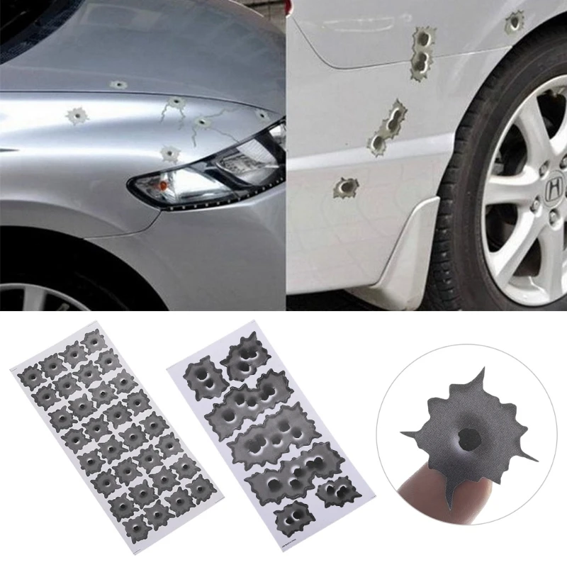 

Car-styling Stickers Funny Decal 3D Bullet Hole Graphics Motor Auto Decoration