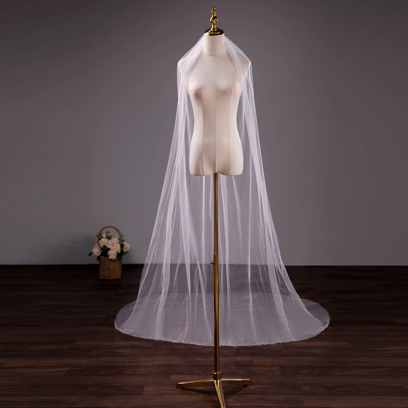 Dropshipping Wedding veils for bride White Ivory 3meter Long 1 Layer with Metal Comb Voile Hivernage Cathedral veil ободок вуаль |