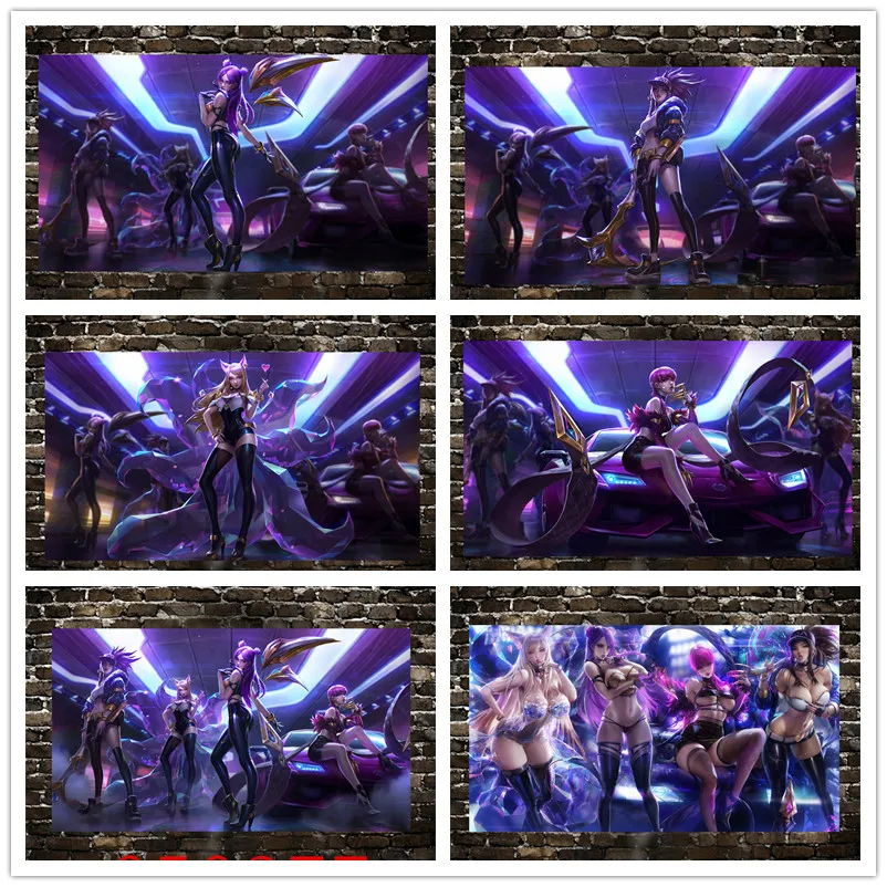 Игровой постер Лига Легенд холст картина маслом аниме живая комната Настенная