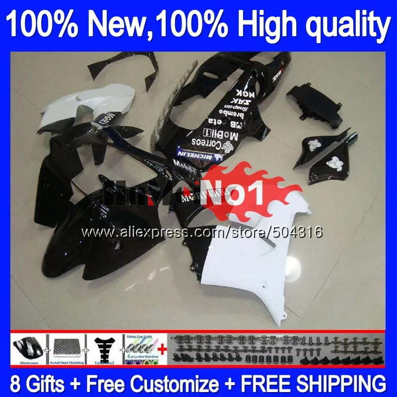 

Комплект ZX900 для KAWASAKI ZX 9R 9 R 900 900CC ZX9R 00 01 02 03, черный, белый 84MC.67 ZX900CC ZX9 R ZX-9R 2000 2001 2002 2003 обтекатель