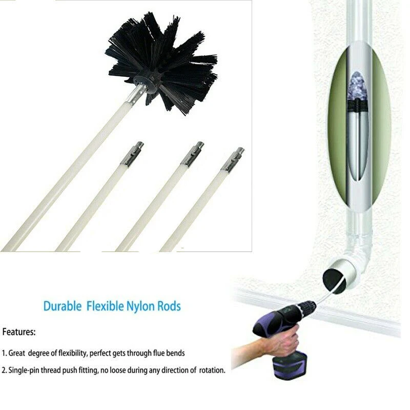 

Fireplace Brush kit Inner wall Sweeping Cleaner Flexible Electric drill