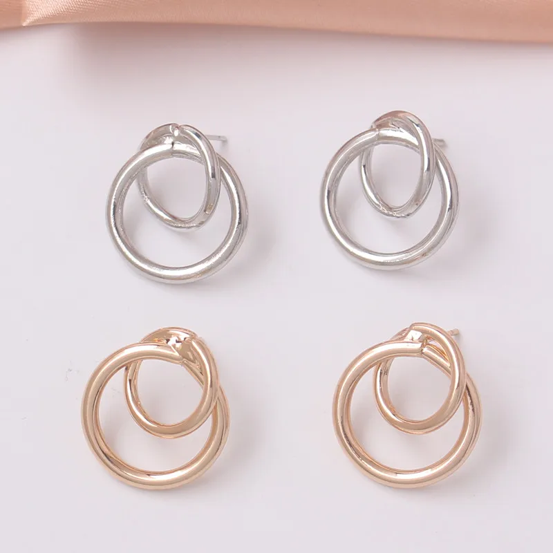 

Stud Earrings for Women Punk Double Round Geometric Earring Fashion Jewelry Brincos Steampunk Bijoux 2021 trend ear jewelry