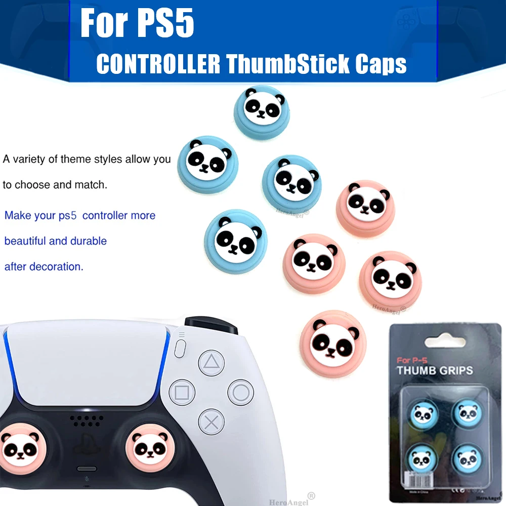 4 шт. ощущение мягкости на коже панда силиконовый Кепки для PS5 контроллер аксессуары кнопки гриб рокер Кепки Стик для ручек