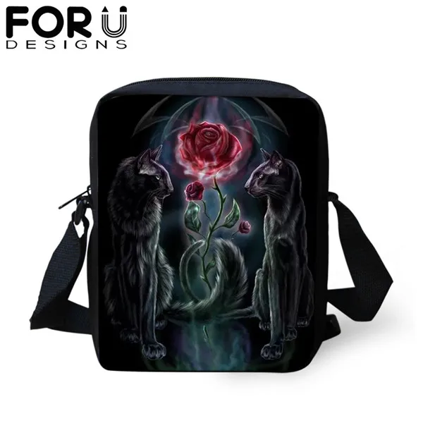 FORUDESIGNS/сумка-мессенджер с мультяшным готическим котом для девочки-подростка, новинка, сумка на плечо для женщин и детей, мини-сумка через плечо, кошелек - Цвет: CDGX1401E