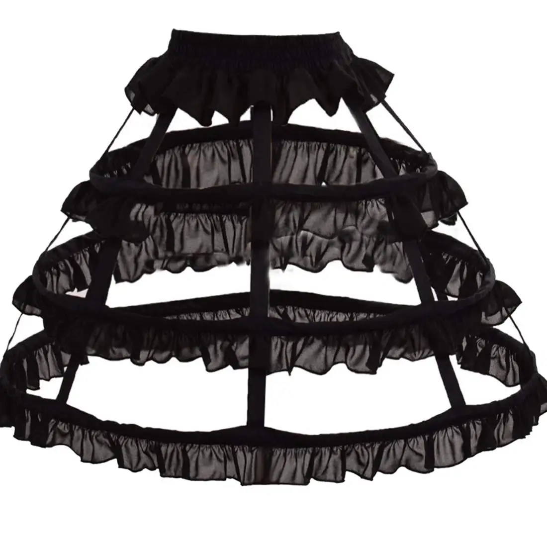 

New Style Fresh Looking Women's Hoop 4-Loop Cage Skirt Overskirt Bustle Petticoat Crinoline 2023