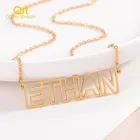 Ожерелье с именем на заказ, ожерелье с персонализированным контуром, современное ожерелье с вырезами и буквами, Женская табличка, ювелирные изделия из нержавеющей стали, подарок