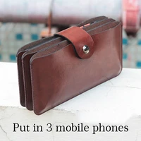 fit 3 phone leather bag case horizontal with buttons pouch phone length within 16 17cm for 12promax 11promax xsmax