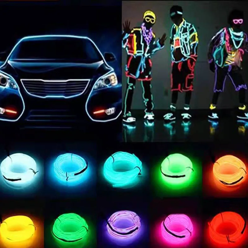 

Neon Light Dance Party Decor Light Neon DIY flexible AUTO Interior Lamp Flexible EL Wire Rope Tube Waterproof Led Light Strip