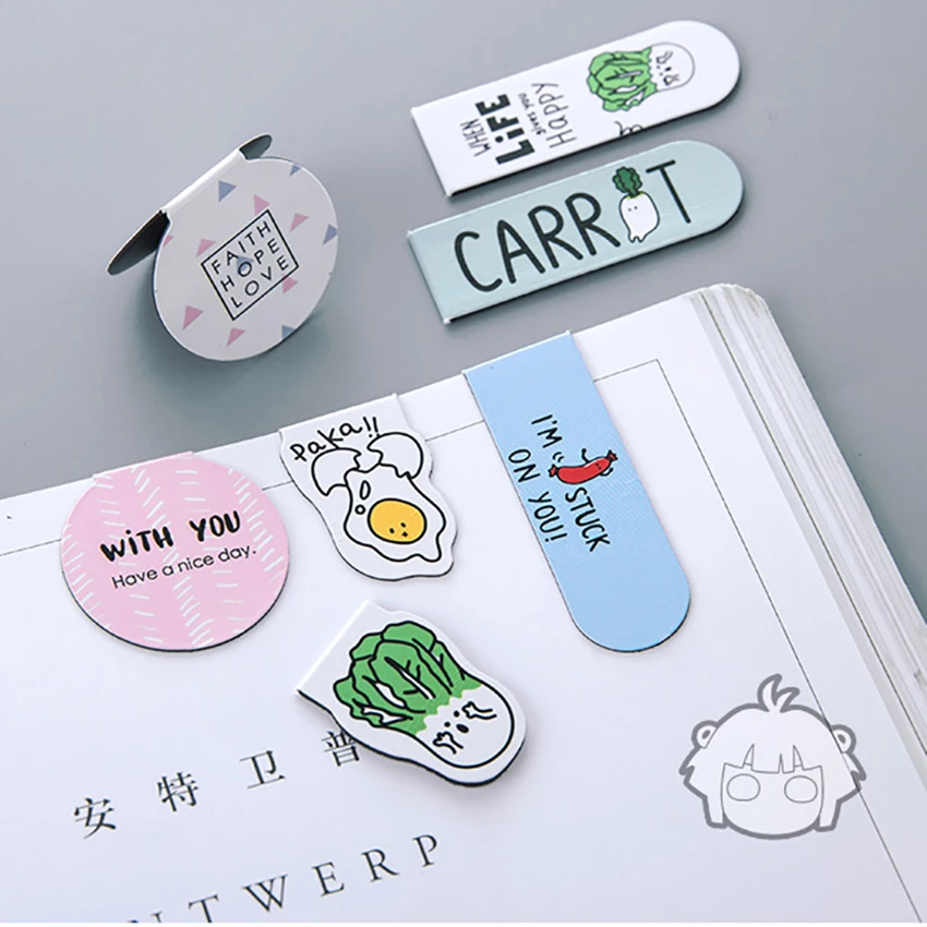 Kawaii магнитная закладка с рисунками из мультфильмов канцелярские принадлежности