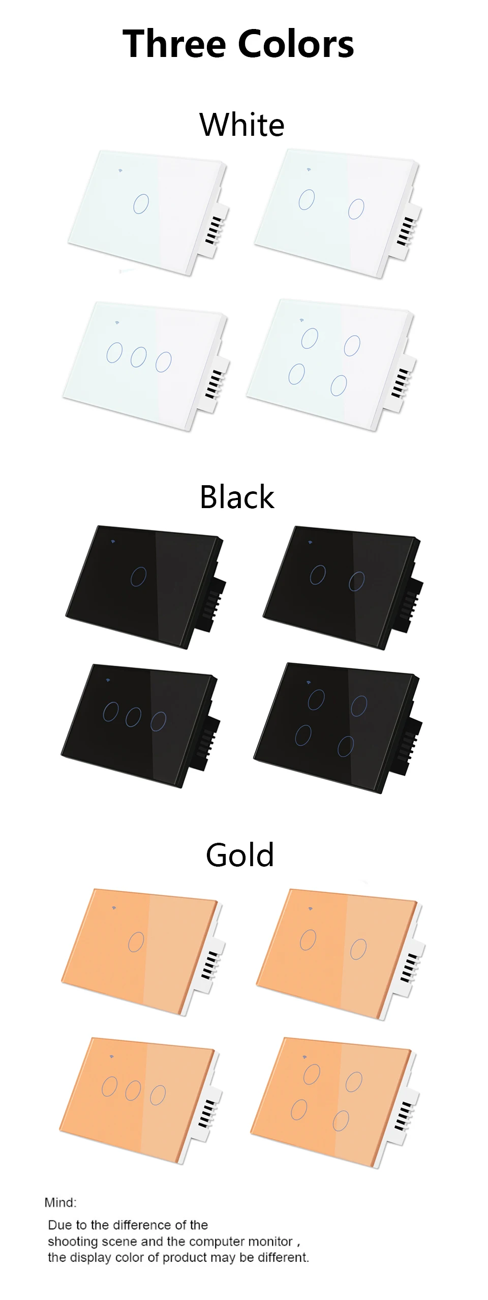 

Wireless Led Light Smart Touch Screen Switch Glass US Standard/Wifi Wall Touch Sensitive Switch Remote Control 1 2 3 4