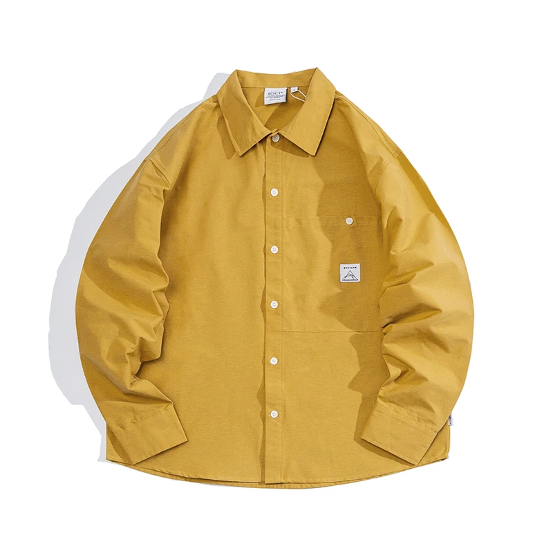 

Black Long Sleeve Mens Cargo Shirts Pocket Yellow Japanese Shirt Men's Loose Jacket Autumn Casual Male Top Men Clothes AA50CS