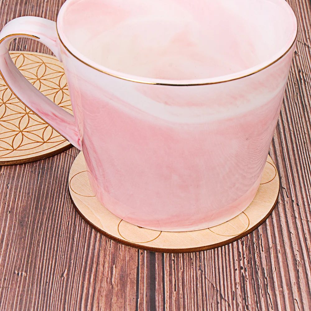 Чакра цветок жизни натуральный символ подставка под дерево круглые края круги