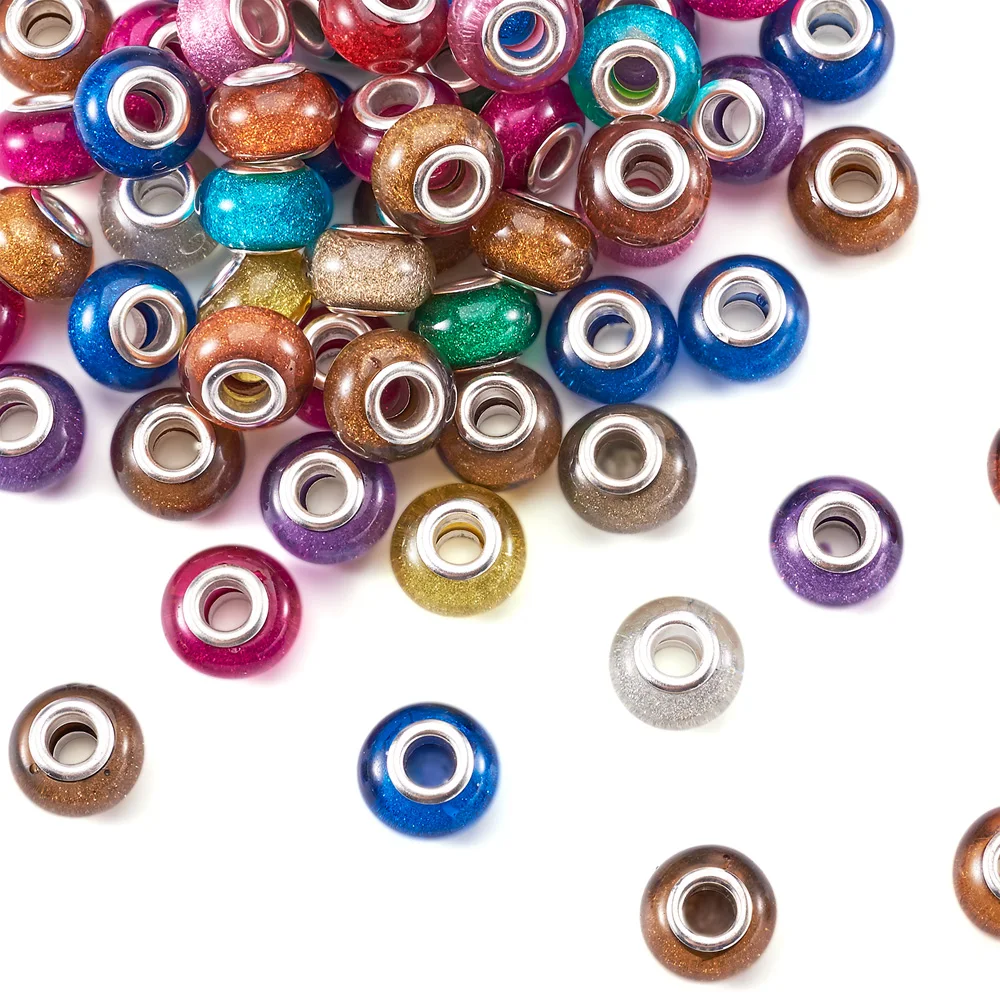 Акриловые Европейские Бусины 100 шт. бусины с большими отверстиями латунными