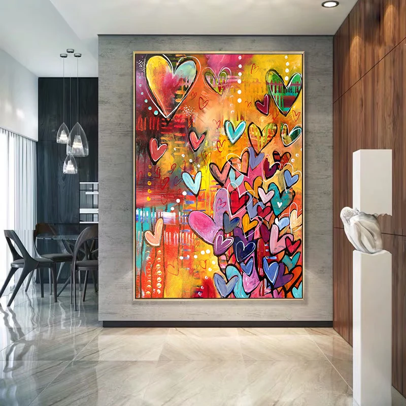 

Colorful and Beautiful Love Hearts Posters and Prints Canvas Paintings Wall Art Pictures for Living Room Decor No Frame