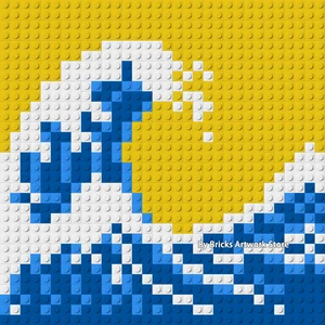 Мозаика 32x32 В пиксельном стиле сделай сам, креативные строительные блоки, легкая в стиле японской известной живописи, волнистый мультяшный набор, игрушка, детские подарки