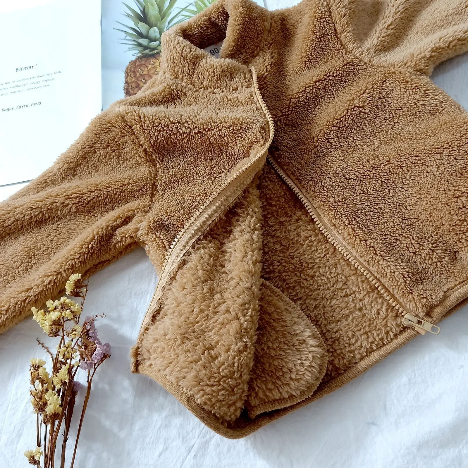 Зимняя одежда для маленьких девочек новорожденных мягкие с мехом куртка на