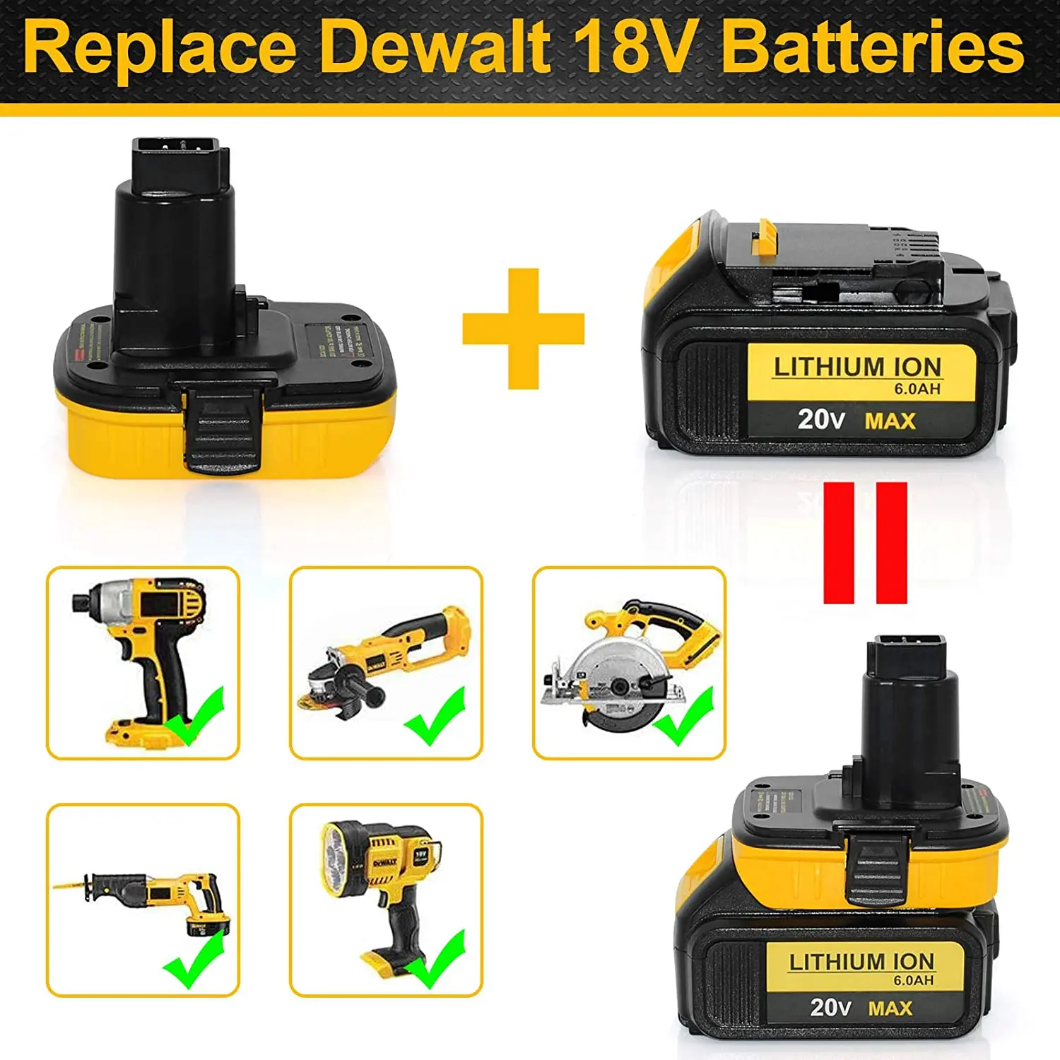 Адаптер для аккумулятора DEWALT 20 в DCA1820 18 преобразователь Dewalt литиевая батарея DC9096