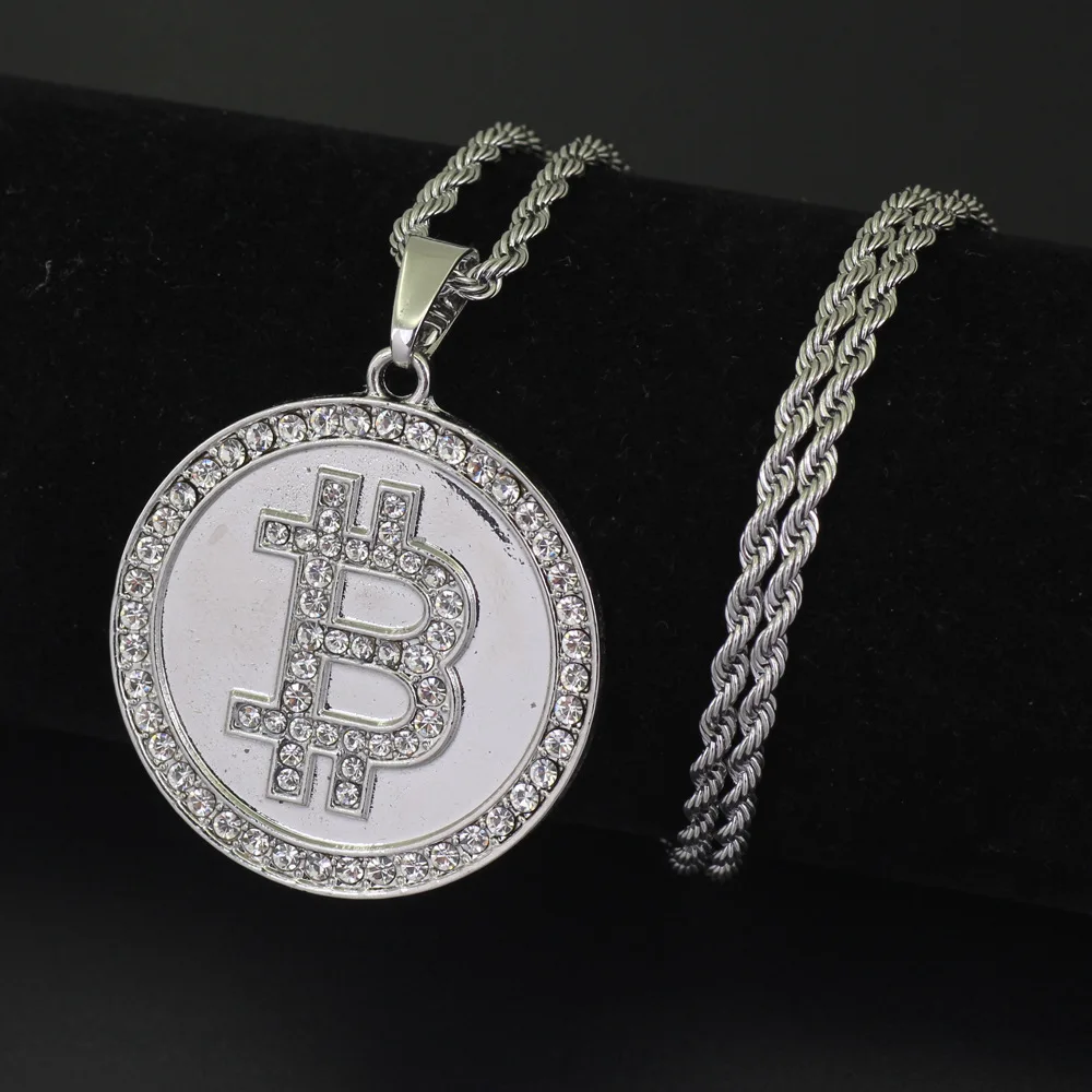 

New Round Necklace Men's Necklace Women's Necklace Bitcoin Pendant Hip Hop Necklace