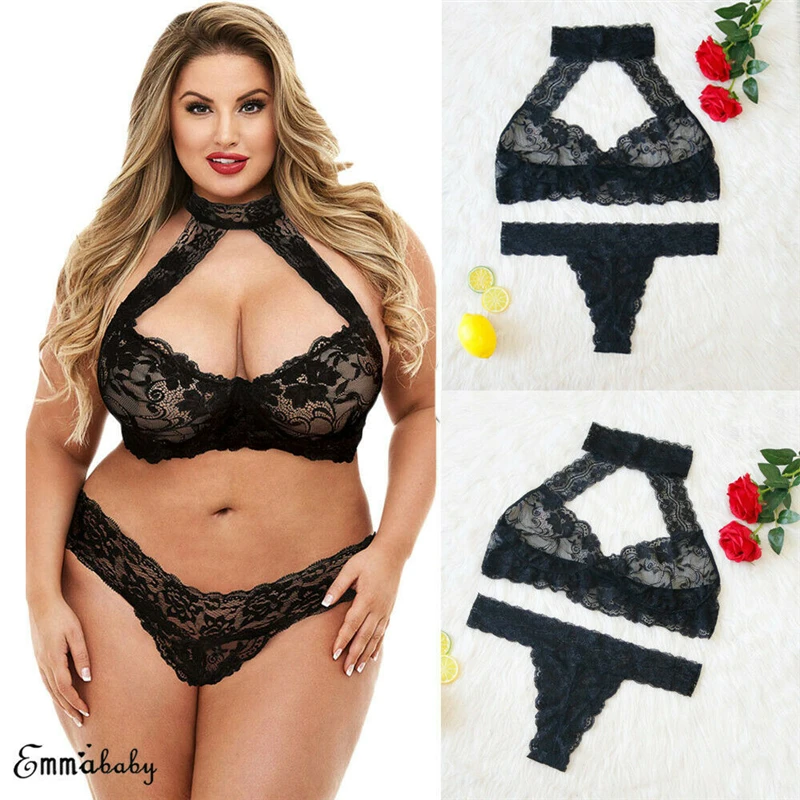 3XL-5XL сексуальный комплект нижнего белья кружевной бюстгальтер+ стринги сексуальные трусики-Тонги размера плюс Babydoll сексуальное Эротическое белье XXXXXL XL