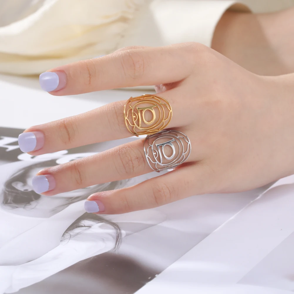 Кольцо Skyrim женское из нержавеющей стали с цветком изменяемым размером Мандала