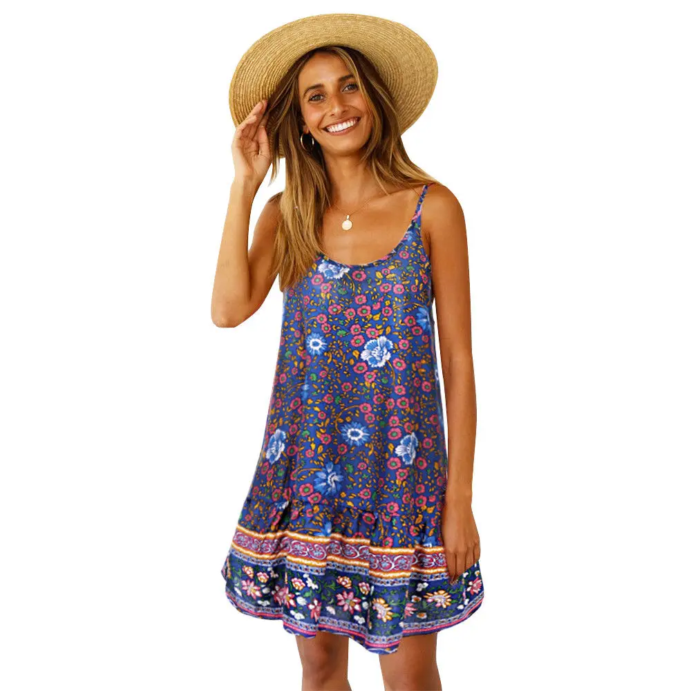 Женское летнее платье в стиле бохо вечернее без рукавов для пляжной вечеринки