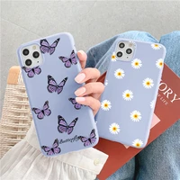 cute butterfly purple phone case for iphone 11 pro max daisy flower tpu soft cover for iphone xr xs max x 6 6s 7 8 plus se2 case