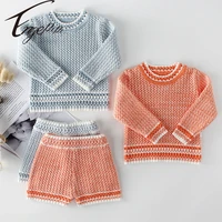 engepapa spring autumn toddler girls clothing sets infant baby girls clothes set knitted long sleeve pullovershorts