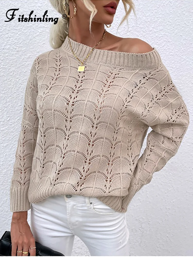 

Новинка Весна 2022, женский свитер Fitshinling, трикотажный топ с вырезами, облегающий пикантный Модный пуловер в Корейском стиле, Женский трикотаж...