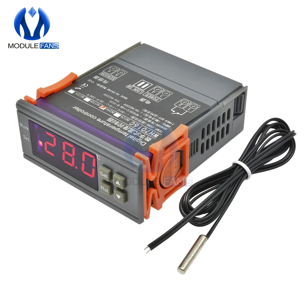 DC 12V 24V AC 110V 220V светодиодный цифровой термометр регулятор температуры с NTC 10K 3435 термобаллон термостата сенсор