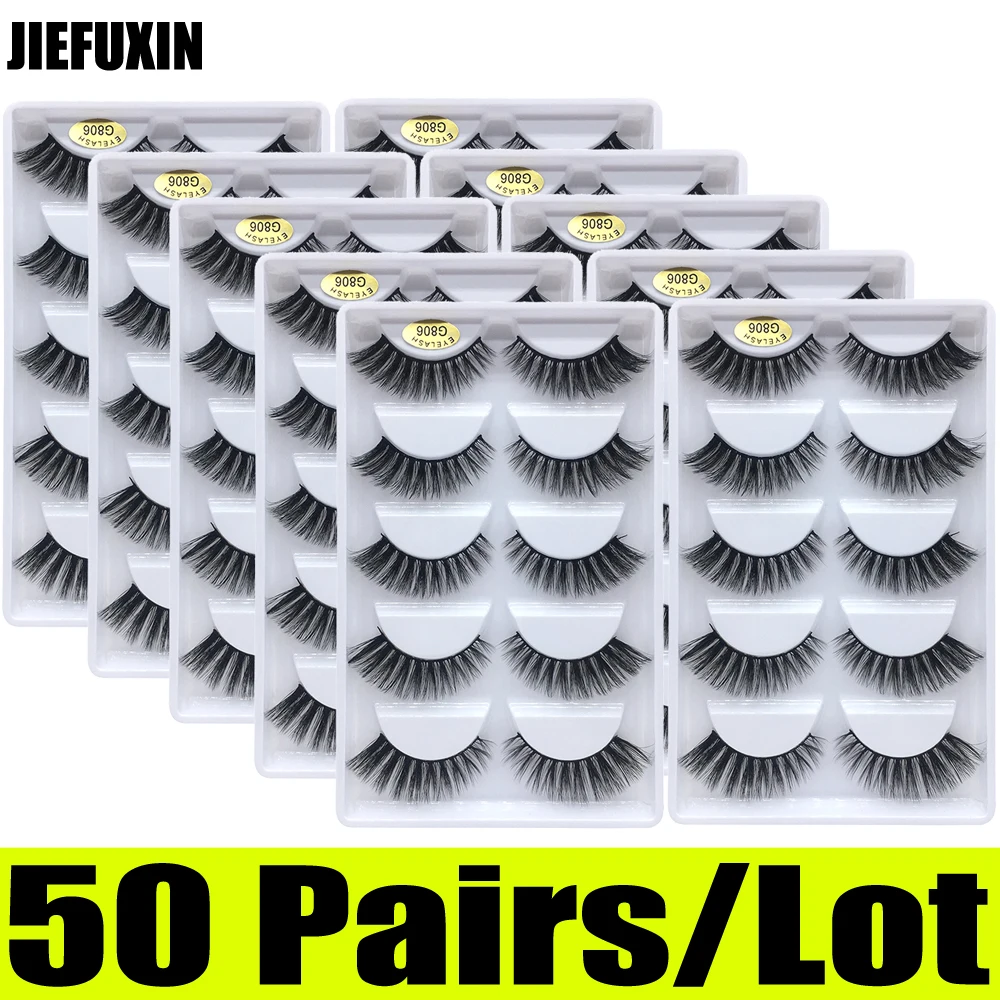 G806(50pairs) 50 пар 3D норковые ресницы оптом натуральные накладные ресницы 3d норковые ресницы Мягкие Накладные ресницы набор для макияжа Cilios G800 - Цвет: G806(50pairs)