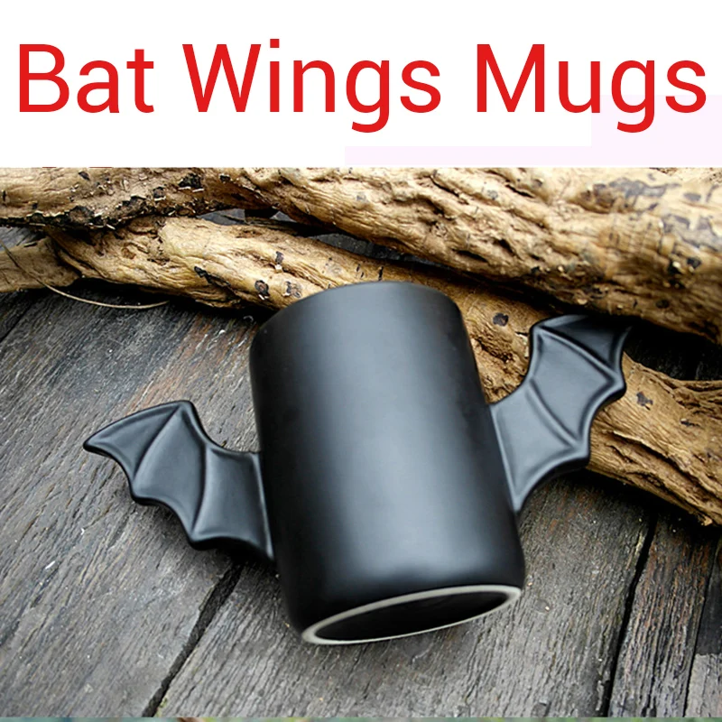 Крутые черные кружки с крыльями летучей мыши керамическая кружка для мужчин