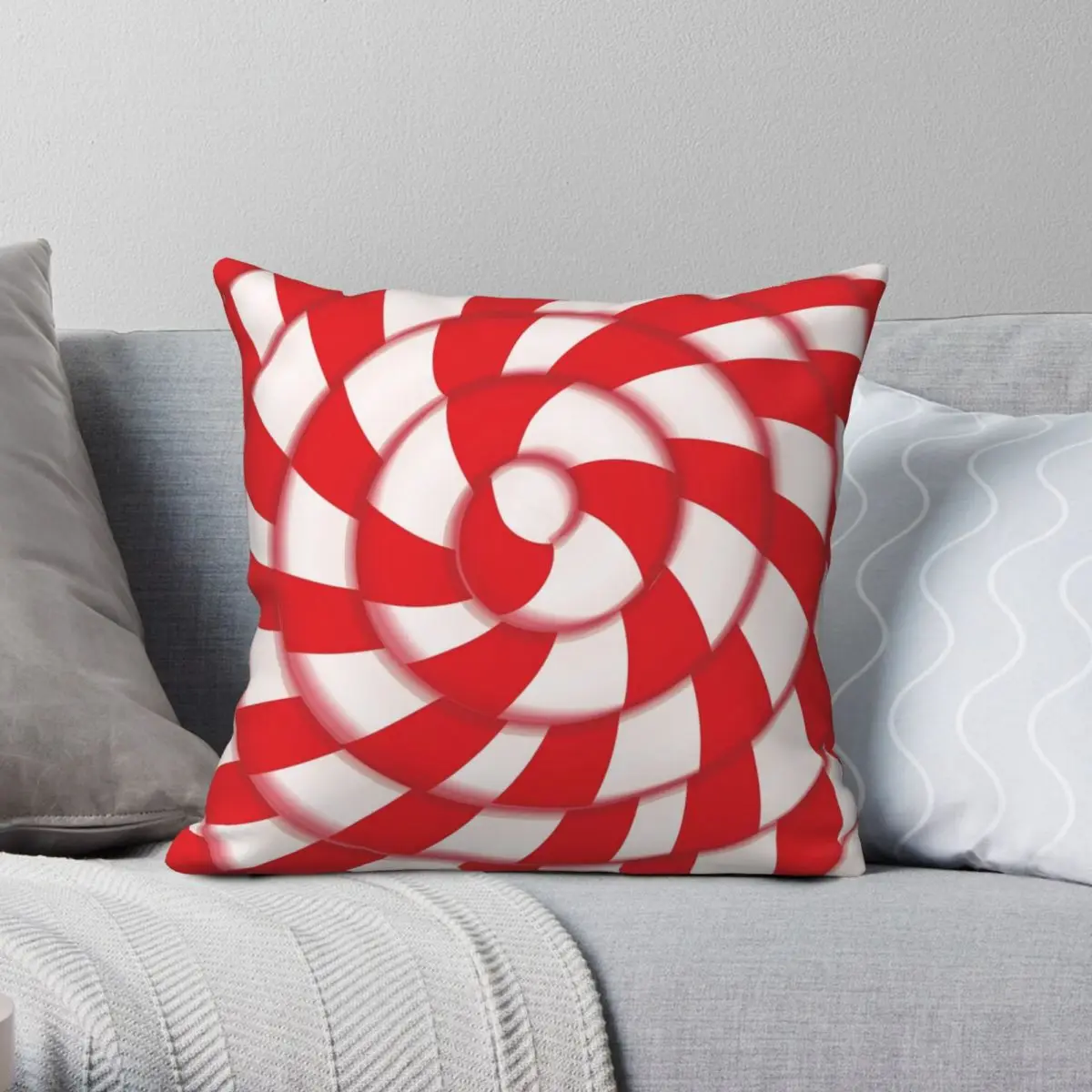 

Candy Swirl Patterned Square Pillowcase Polyester Linen Velvet Printed Zip Decor Room Cushion Cover 45x45