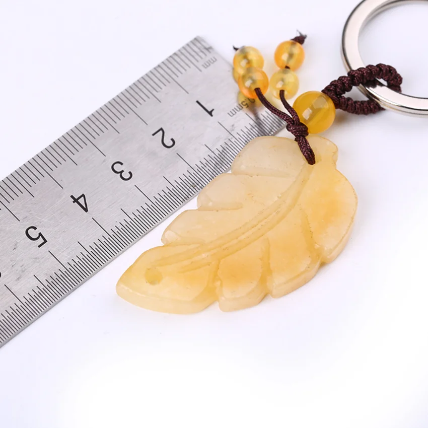 FYJS Unique Silver Plated Circle Yellow Crystal Leaf Shape Key Chain with Small Beads Plant Jewelry | Украшения и аксессуары