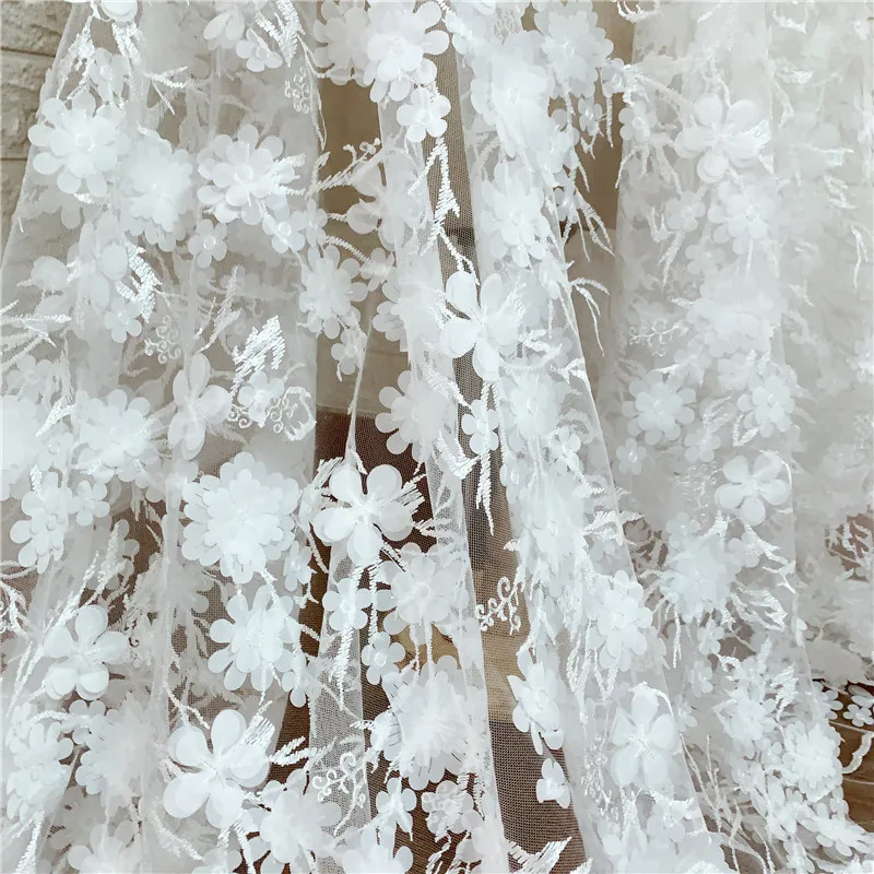 Uniquie Off white snow flake 3D аппликация классический тюль вышивка французский швейцарский