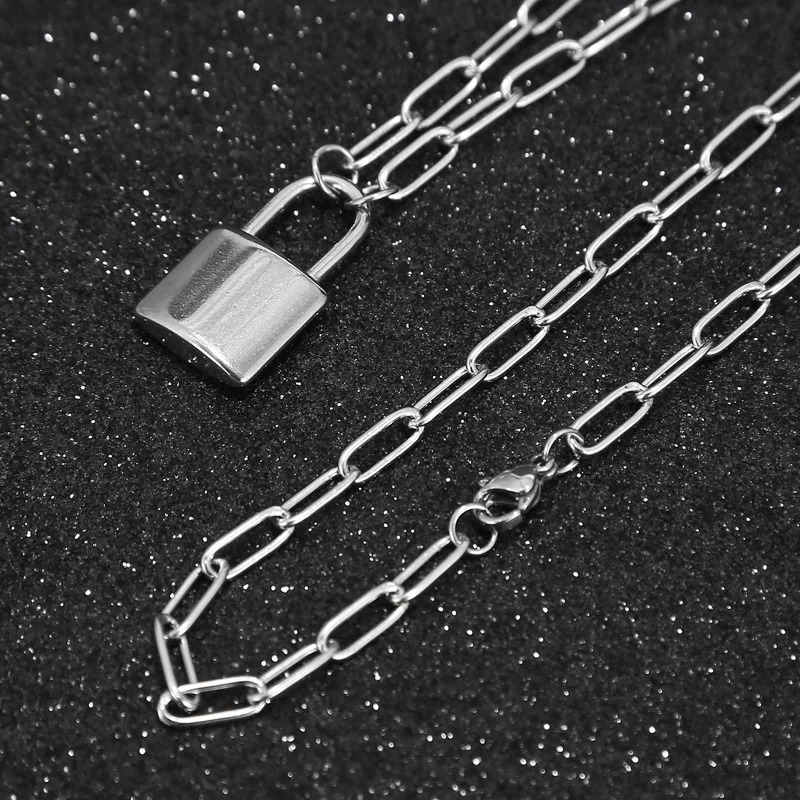 Модное ожерелье с подвеской в форме замка панк цепочка из нержавеющей стали 20