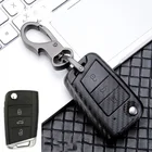 Чехол для автомобильного ключа из углеродного АБС-пластика для VW, для Volkswagen MK7GTI 7Golf 7Golf R Skoda Octavia A7, складной брелок для сидений