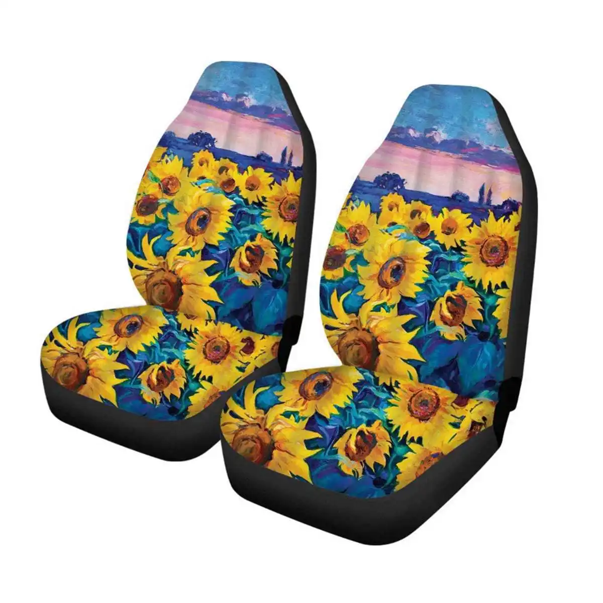 1/2 шт. универсальные чехлы на автомобильные сиденья с принтом подсолнуха|Чехлы