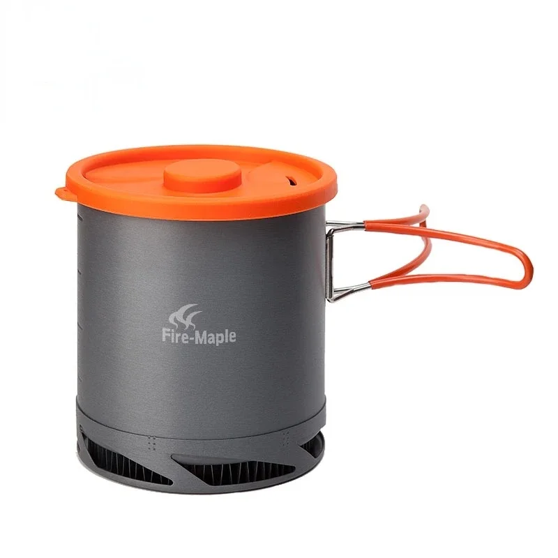 

Shaped Ring Heat Collecting Single Pot Heat Exchanger Pot 1L Foldable Cooking Pot Outdoor Camping Cooker