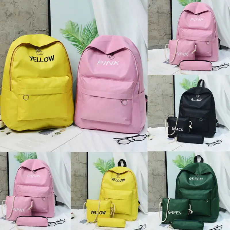 Женский нейлоновый рюкзак с буквенным принтом 3 предмета школьные сумки для