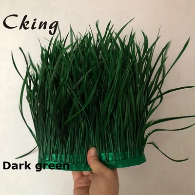 dark green Cking 10 ярдов Красный цвет натуральное гусиное перо планки 15-20 см 6-8 дюймов ширина перо для рукоделия кружевные ремни - Цвет: dark green