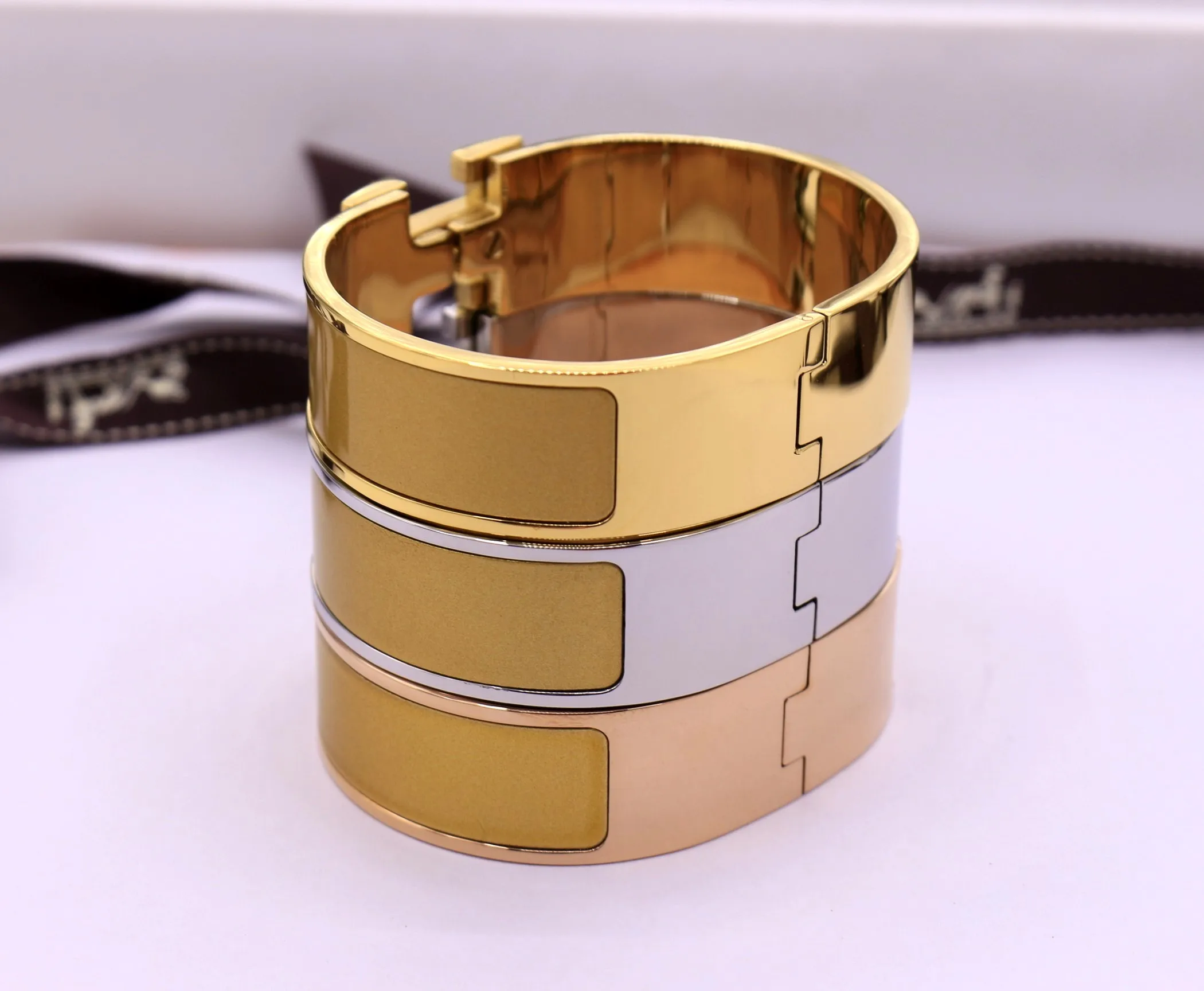silver with yellow 12 мм, 18 мм, 33 мм, горячая Распродажа, классические браслеты с цифрами и буквами H, мужские и женские браслеты с покрытием H - Окраска металла: silver with yellow