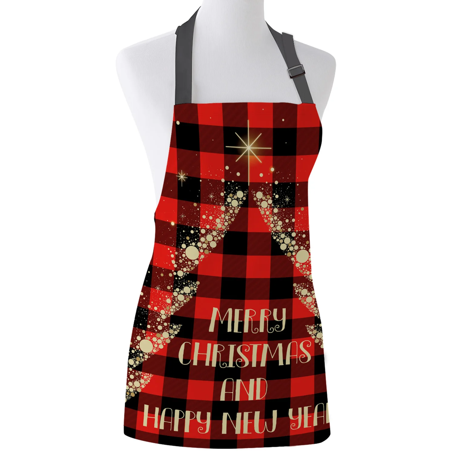 Фартук для кухни красный черный в клетку буйвола рождественские новогодние