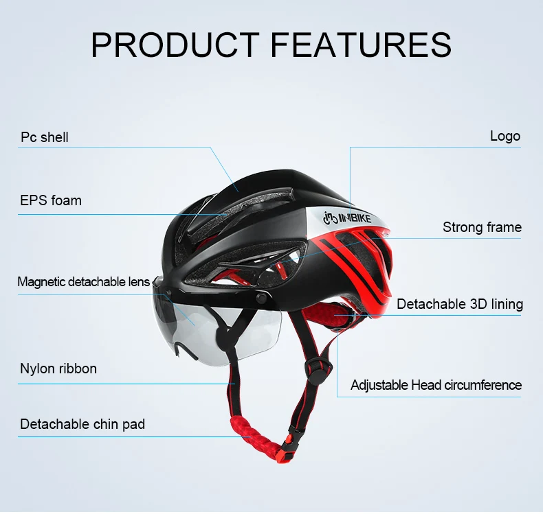 INBIKE велосипедный шлем, велосипедный шлем, магнитные очки для горной дороги, велосипедные шлемы, солнцезащитные очки, велосипедные очки, 3 линзы, велосипедный шлем