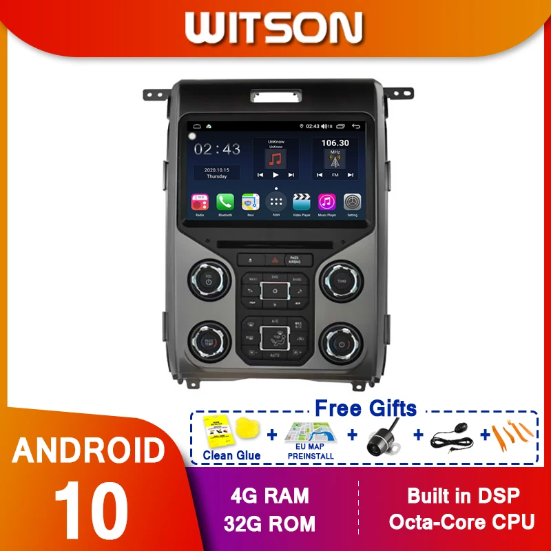 WITSON S300 الثماني النواة الصوت ستيريو 4G 32GB الروبوت DVD GPS لاعب لفورد F150 السيارات الهواء النسخة 2013 السلكية carplay andriod السيارات