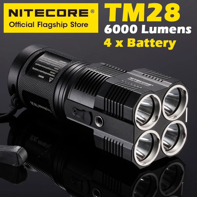 NITECORE TM28  Rechargeable  Flashlight 6000 Lumen Ultra-bright 655 m Long Range Self Defense Search SpotLight, 18650 Battery