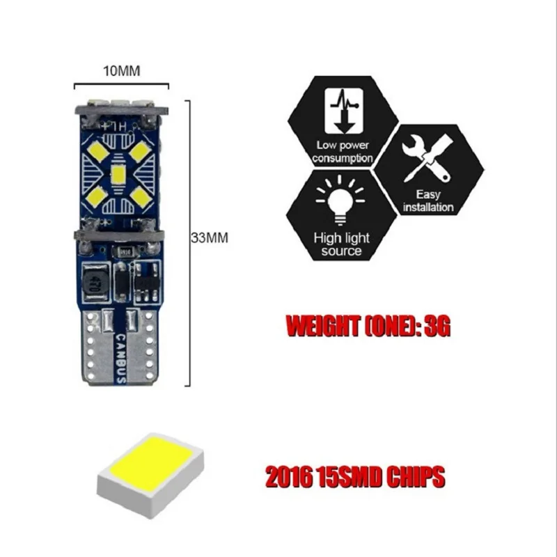 1 шт. T10 W5W светодиодный супер яркий светодиод парковочные фары автомобиля WY5W 168 2016