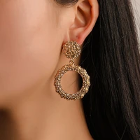 new fashion exaggerated embossed womens earring round frosted metal earrings 2021 trend jewelry holiday gifts jewelry wholesale