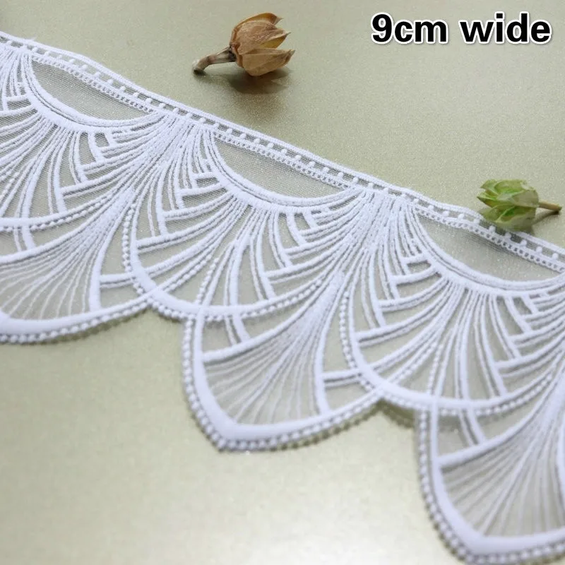 

New Net Gauze Water-soluble Embroidery Fish Scale Pattern White Lace Fabric DIY Wedding Dress Cheongsam Costume Accessories Trim