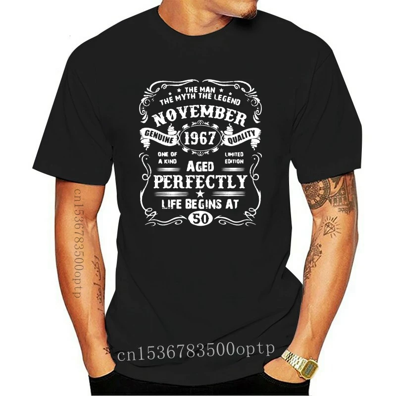 

Mens Legend November 1967 Life Begins At 50th Birthday T-Shirt