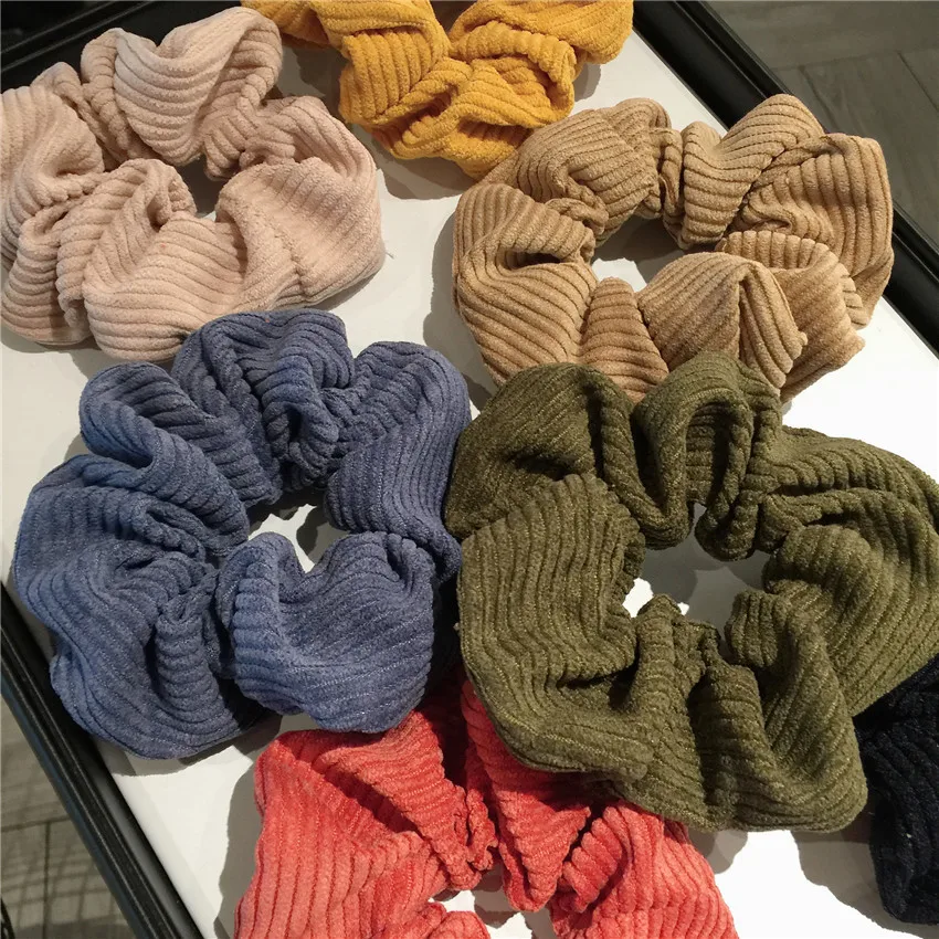 

Vintage Corduroy Scrunchie Stretch Headband Hair Ties for Women Striped Elastic Hairband Hair Accessories Rubber Bands Headwear